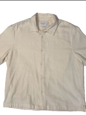 Denim & Flower Beige Button-Up Shirt Mens XL Short Sleeve
